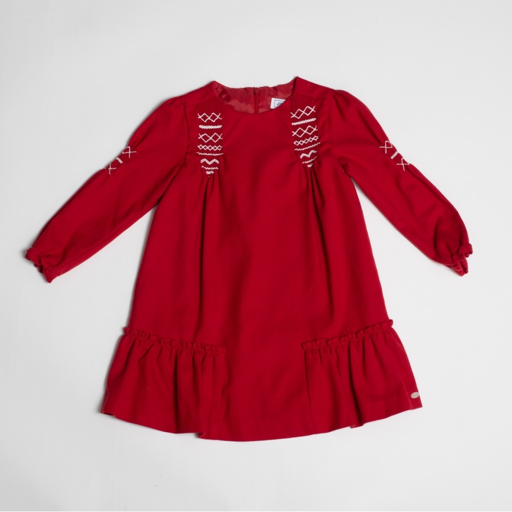 Tartine et Chocolat Red Smocked Twill Dress
